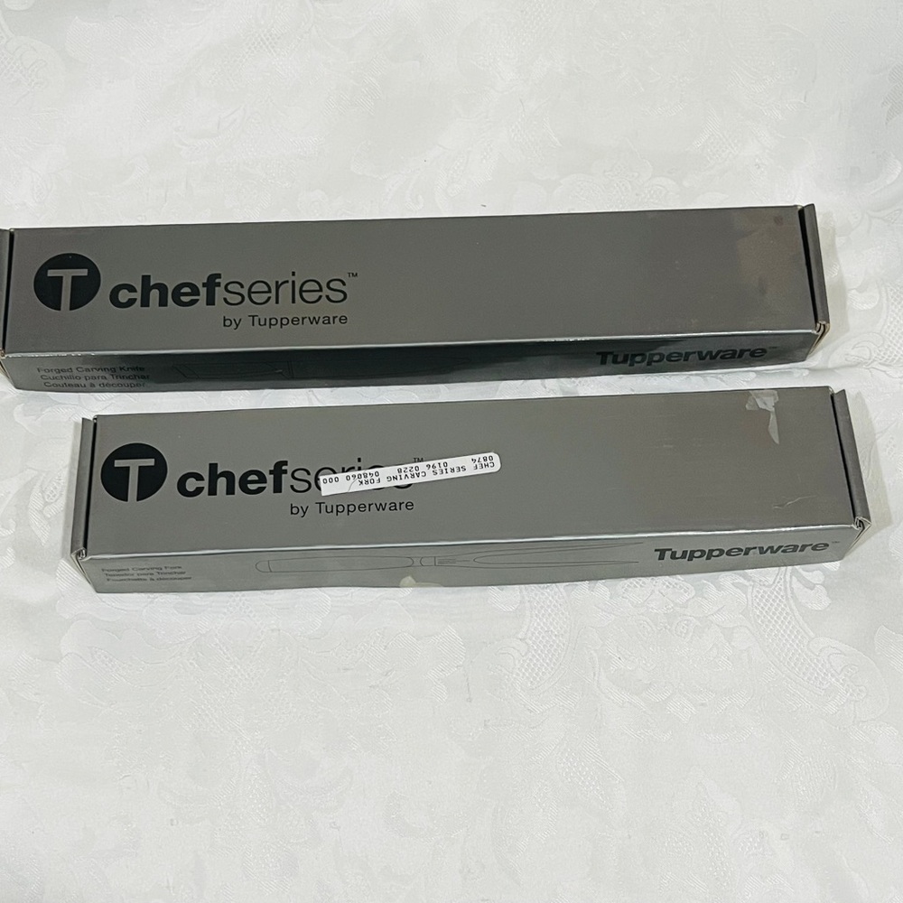 NEW (NIB)Tupperware Chef Series Carving Knife & Fork Set, Forged Stainless Steel - Picture 4 of 13